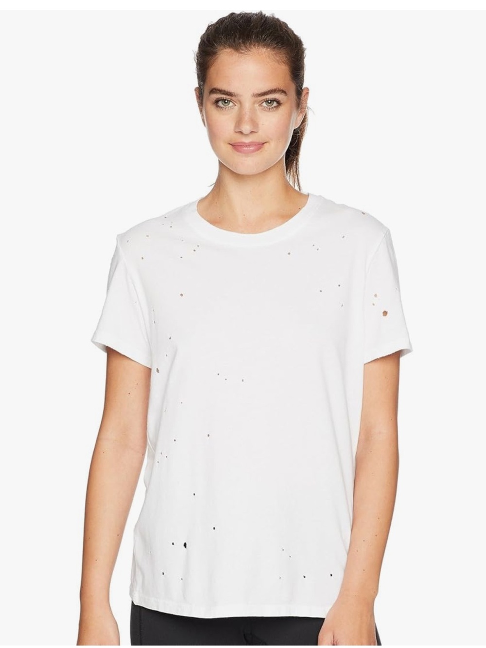 Alo Distresses T-Shirt, white, size small, very good use condition